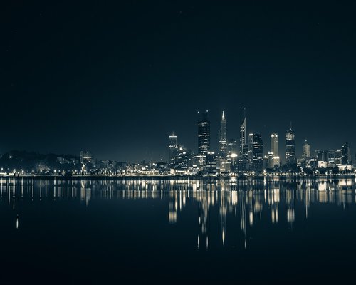 Perth city skyline and Swan River view
